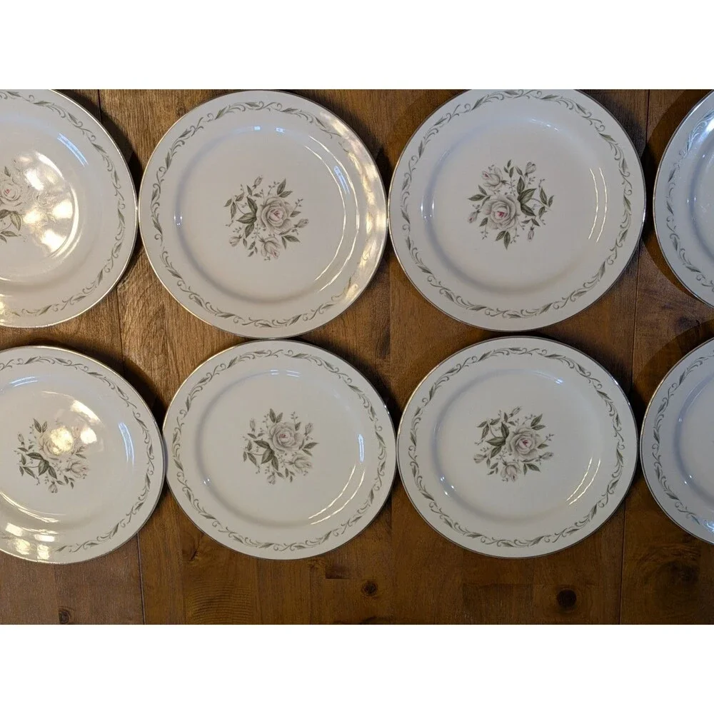 Vintage Romance Diamond China White Rose 9
